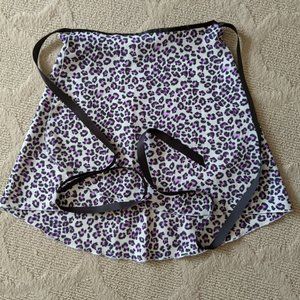 Purple Black White Leopard Animal Print Ballet Dance Wrap Skirt M/L High Low NWT